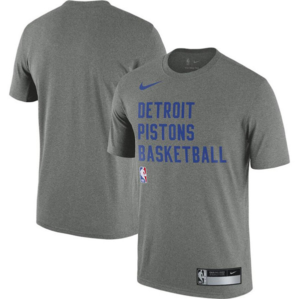 Men's Detroit Pistons Heather Gray 2023/24 Sideline Legend Performance Practice T-Shirt
